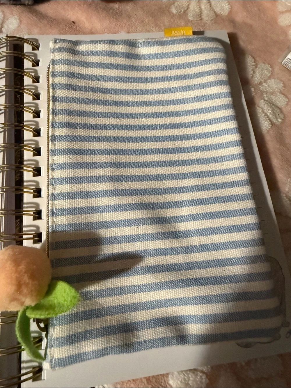 Striped Blue and White Cotton Pouch by